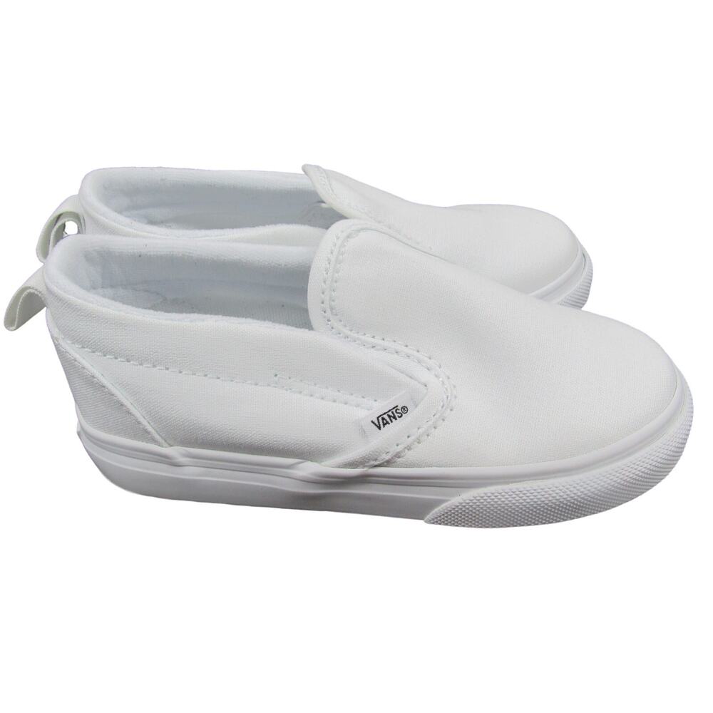 NEW Vans Kids Size Iconic Classic White Canvas Slip On Sneakers Toddler 9